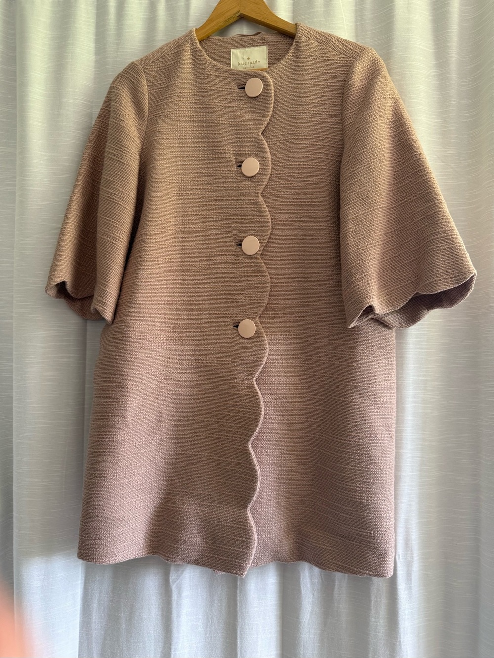 Kate Spade Scalloped Peacoat in Dusty Rose